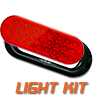 B15OR- Complete Light Kit, 15 Oval Red Lights, 15 Oval Gromets, and Harness